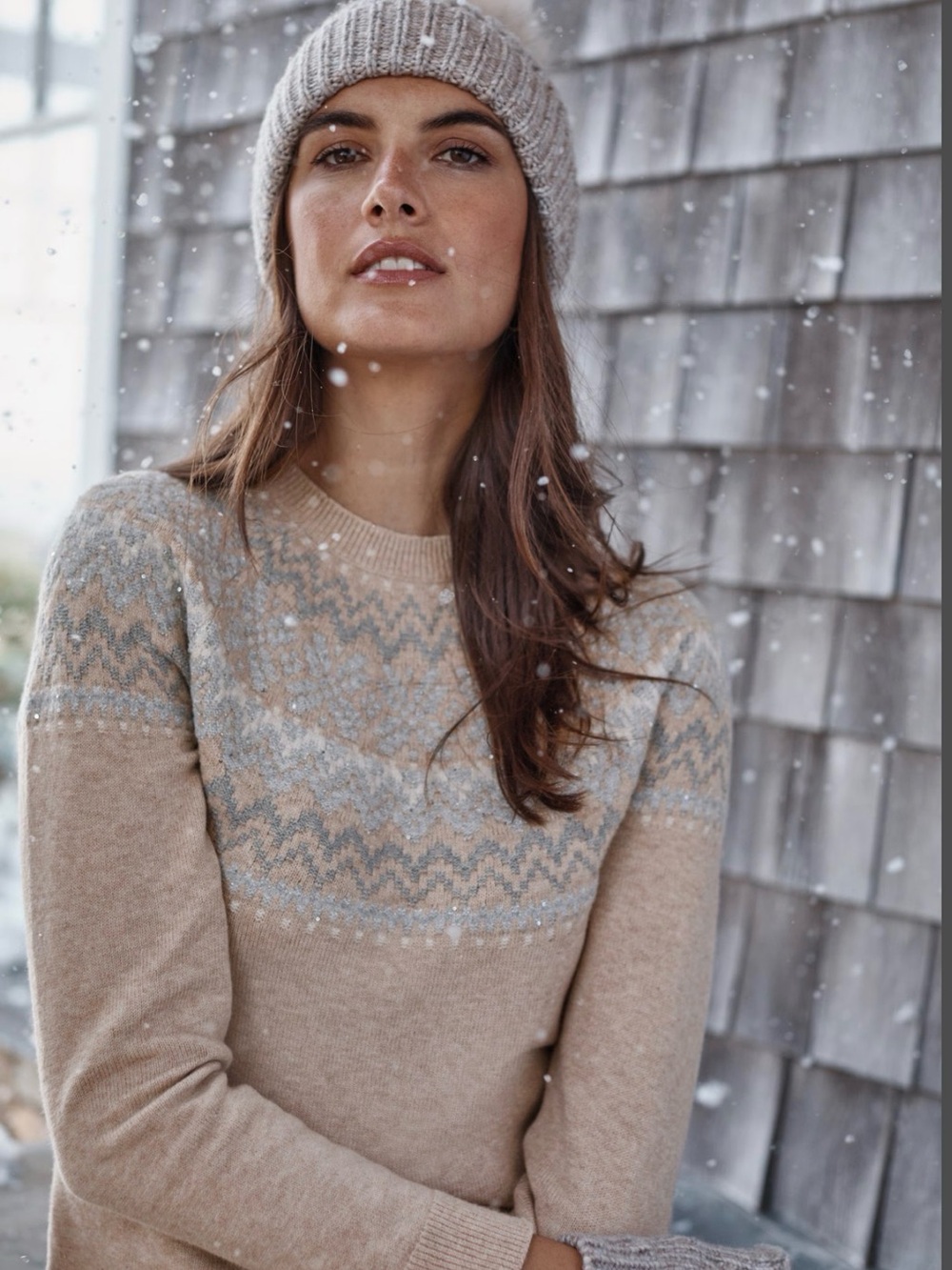 J.Jill Classic Fair Isle Sweater in Camel Heather Multi Size Medium